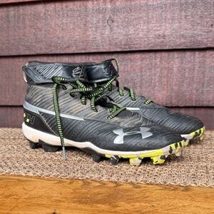 Under Armour Black and Neon Green High-Top Baseball Cleats Bryce Harper size 8.5